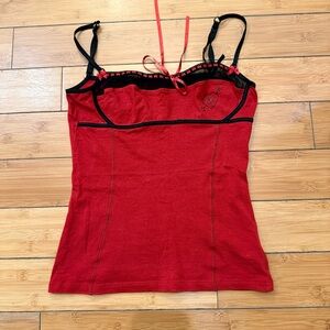 Vive Maria red corset style top with black trim Sz M